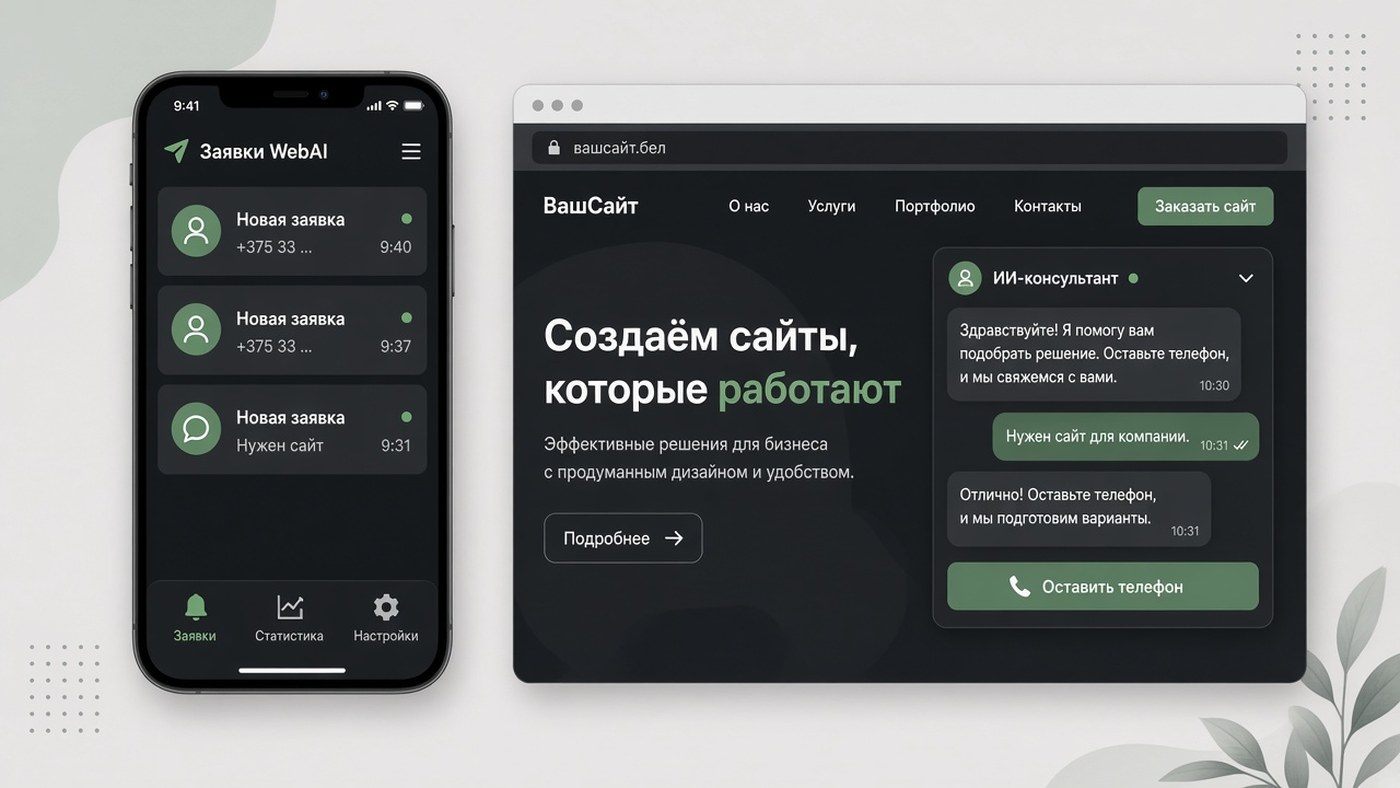 Telegram-уведомления о заявках от ИИ-агента WebAI на сайте