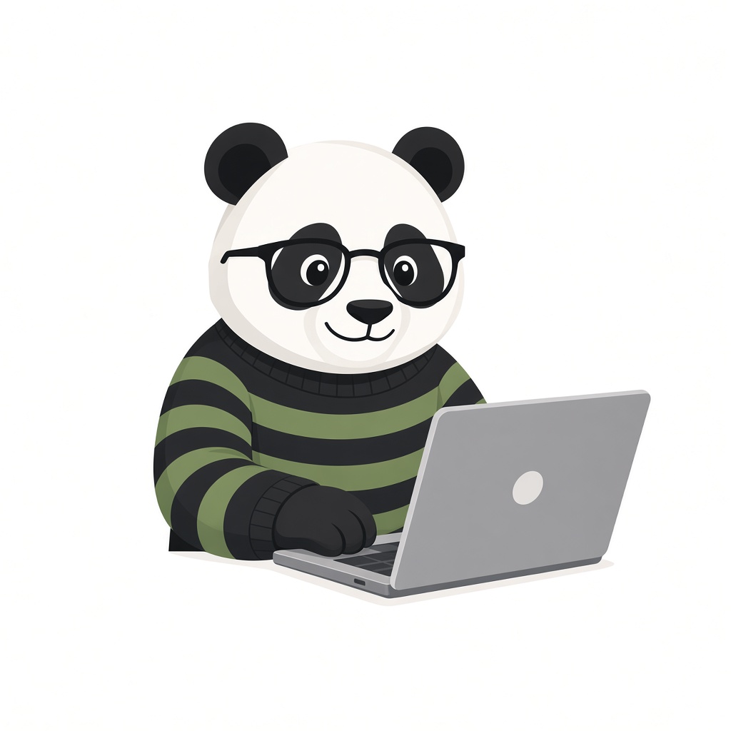 Команда itPanda — панда-маскот за ноутбуком
